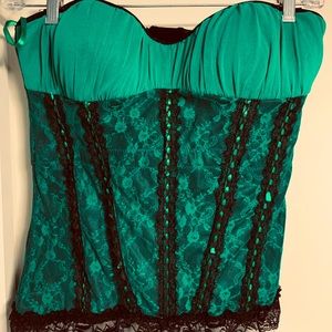 Lacey Green & Black Corsette-NWOT